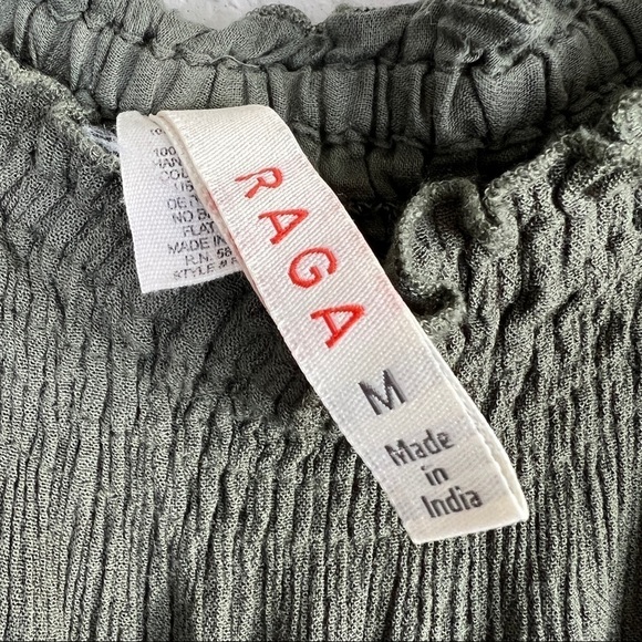 RAGA Romper Off The Shoulder Bell Sleeve Tassels Green Viscose Women's Size M - Picture 10 of 11